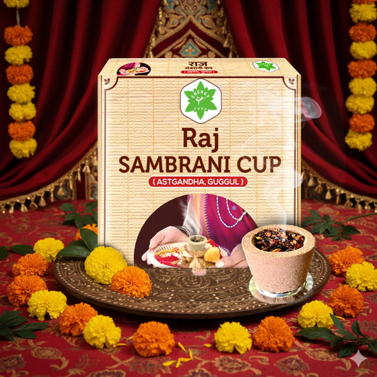 RAJ Sambarani Cup Guggul with Astagandha - 3 Packs with 12 Cups in each